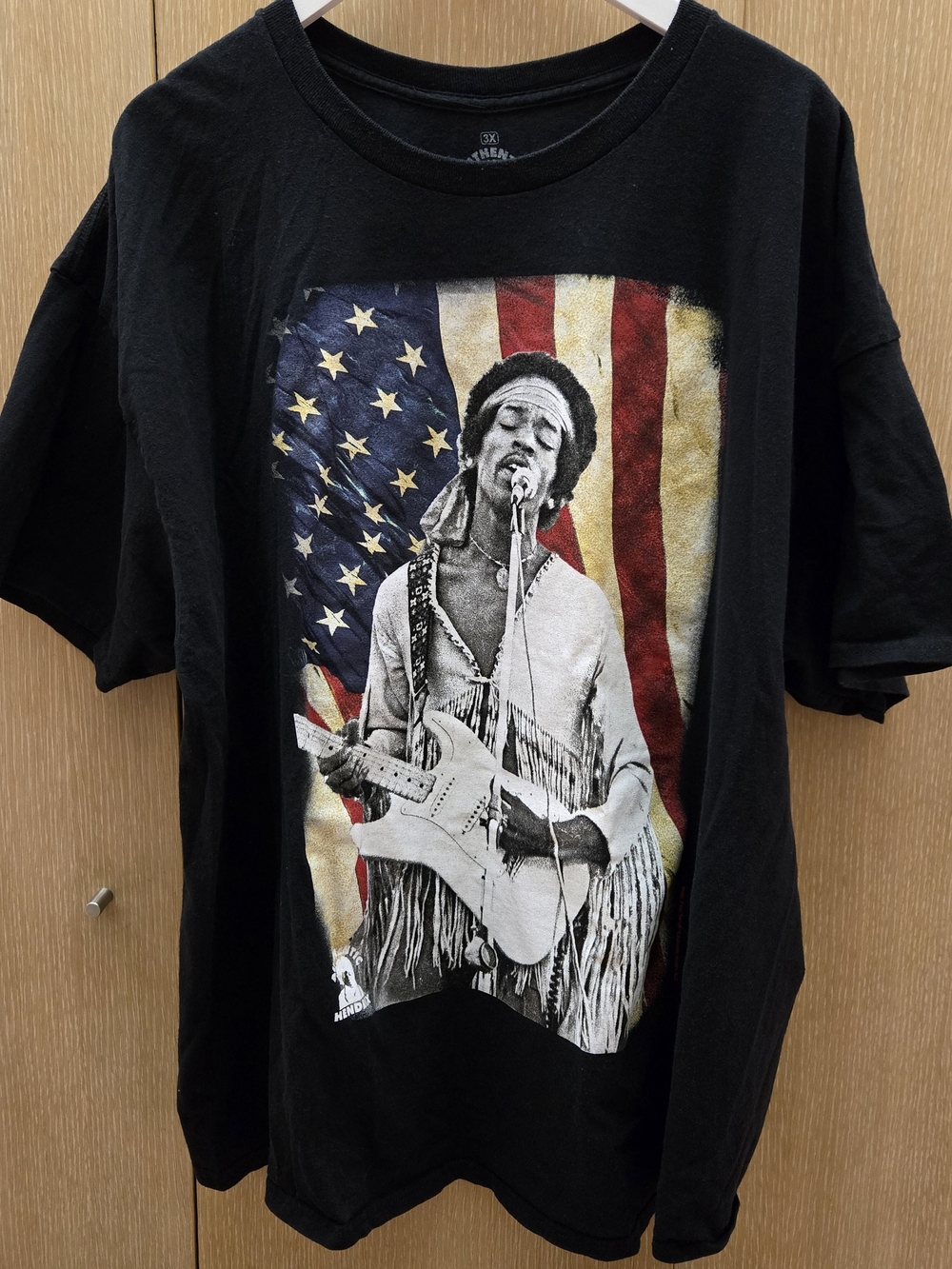 Jimi Hendrix Authentic Hendrix 3X Black American Flag Graphic Band T-Shirt